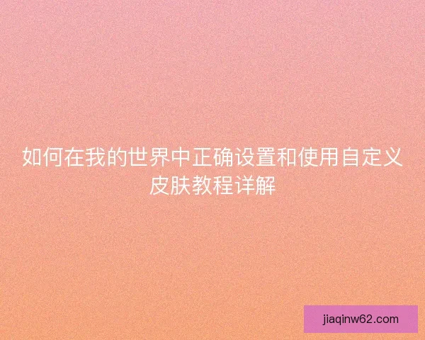 如何在我的世界中正确设置和使用自定义皮肤教程详解